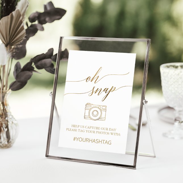 Elegant Guld Calligraphy Oh Snap Bord Sign Inbjudningar (Skapare uppladdad)