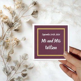 Elegant Guld Calligraphy on Lila Cocktail napkin Pappersservett