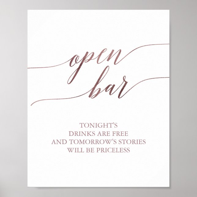 Elegant Guld Calligraphy Open Pub Sign Poster (Framsidan)