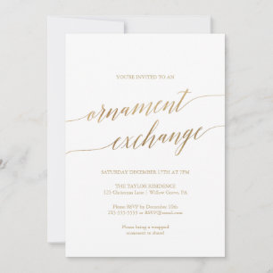 Elegant Guld Calligraphy Ornament Exchange Inbjudningar