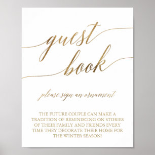 Elegant Guld Calligraphy Ornament Guest Bok Sign Poster
