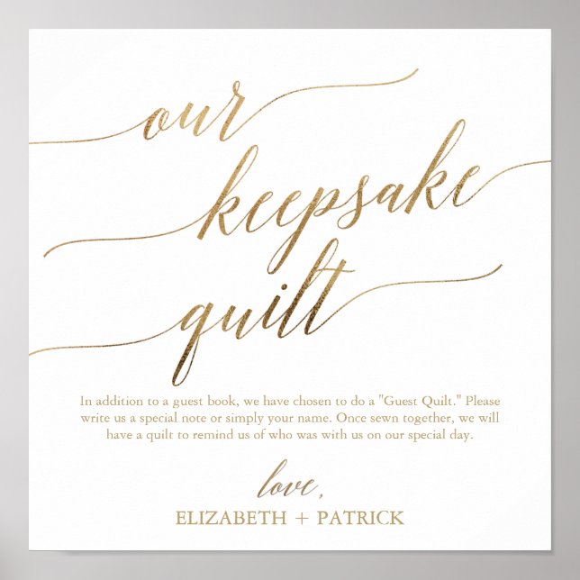 Elegant Guld Calligraphy our Keepsakequilt Poster (Framsidan)