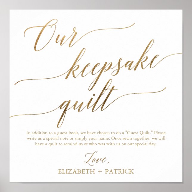 Elegant Guld Calligraphy our Keepsakequilt Poster (Framsidan)