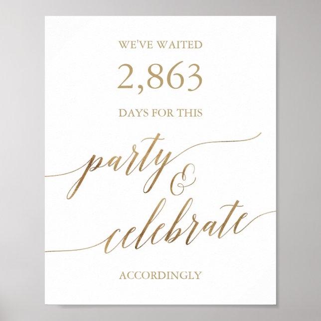 Elegant Guld Calligraphy Party & Celebrate Poster (Framsidan)