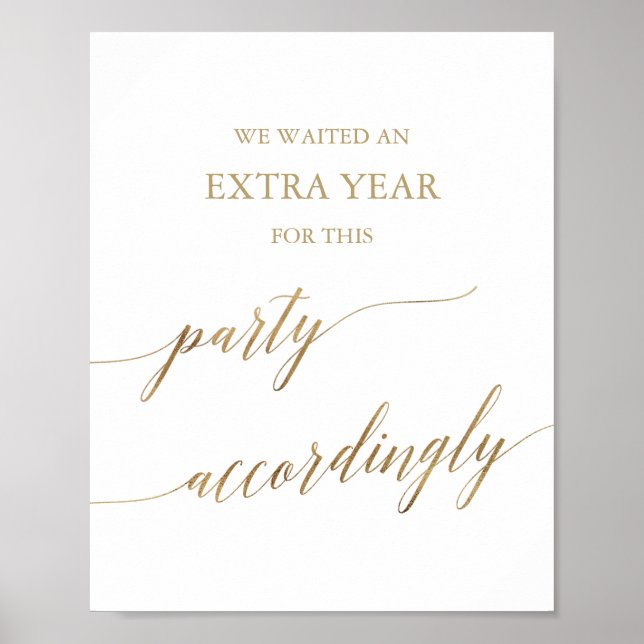Elegant Guld Calligraphy Party Poster (Framsidan)