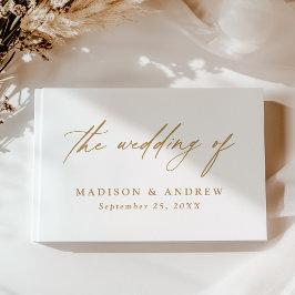 Elegant Guld Calligraphy Photo Bröllop Gästböcker