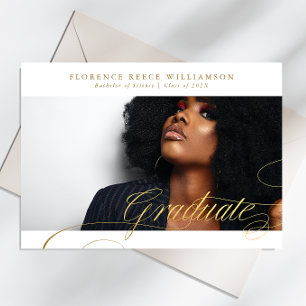 Elegant Guld Calligraphy Photo College Graduation Meddelande