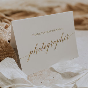 Elegant Guld Calligraphy Photographer Tack Kort
