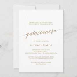 Elegant Guld Calligraphy Quinceañera Inbjudningar