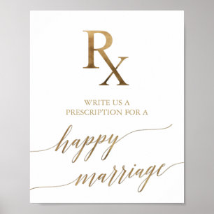 Elegant Guld Calligraphy Rx Giftermål Advice Poster