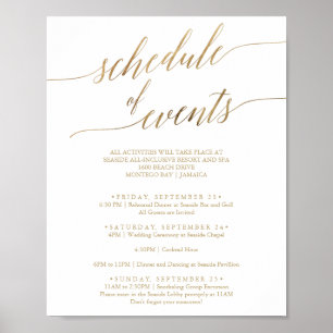 Elegant Guld Calligraphy Schedule of Events Poster