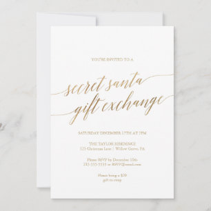 Elegant Guld Calligraphy Secret Santa Inbjudningar