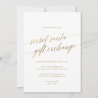 Elegant Guld Calligraphy Secret Santa Inbjudningar