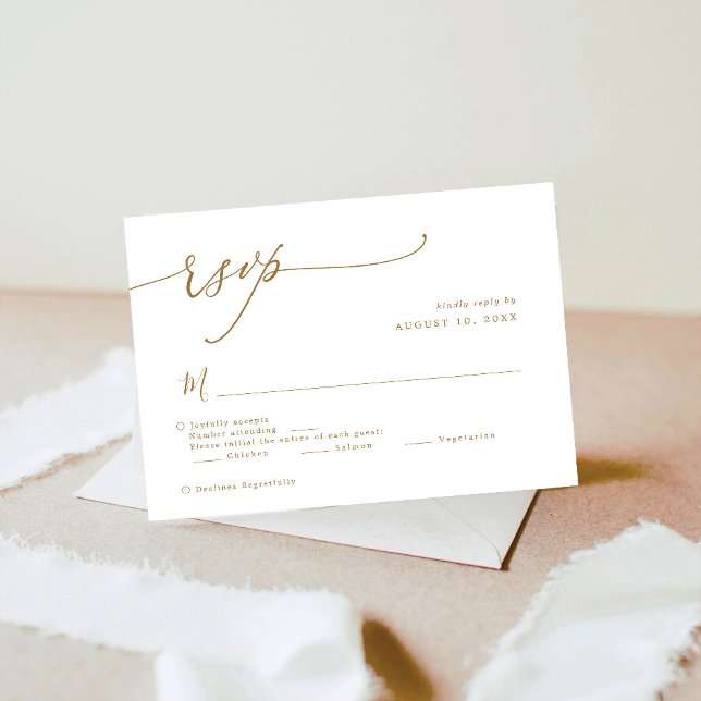 Elegant Guld Calligraphy-skript Bröllop OSA Kort (Skapare uppladdad)