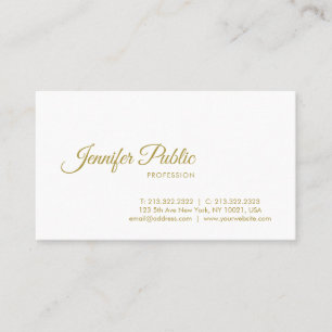 Elegant Guld Calligraphy-skript Minimalistic Plain Visitkort