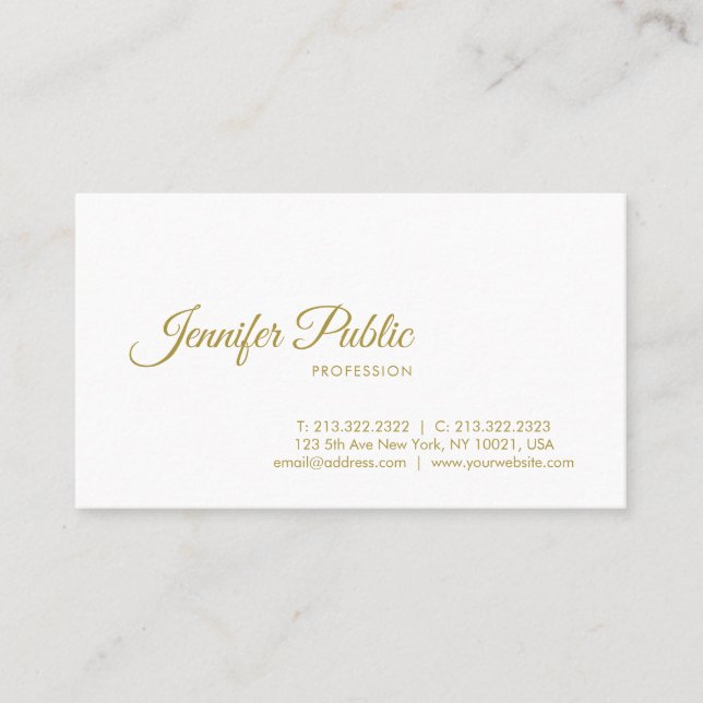 Elegant Guld Calligraphy-skript Minimalistic Plain Visitkort (Framsida)