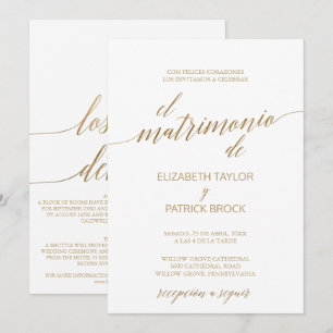 Elegant Guld Calligraphy Spanska uppgifter om Br Inbjudningar