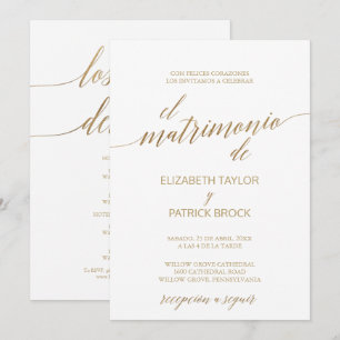 Elegant Guld Calligraphy Spanska uppgifter om Br Inbjudningar