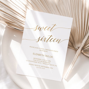 Elegant Guld Calligraphy Sweet sixteen Inbjudningar