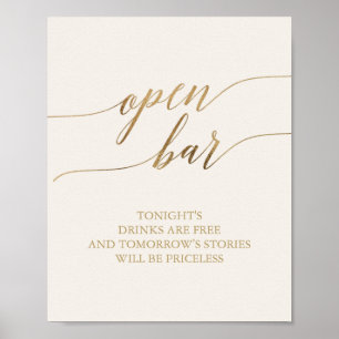Elegant Guld Calligraphy Undertecknande av Ivory Poster