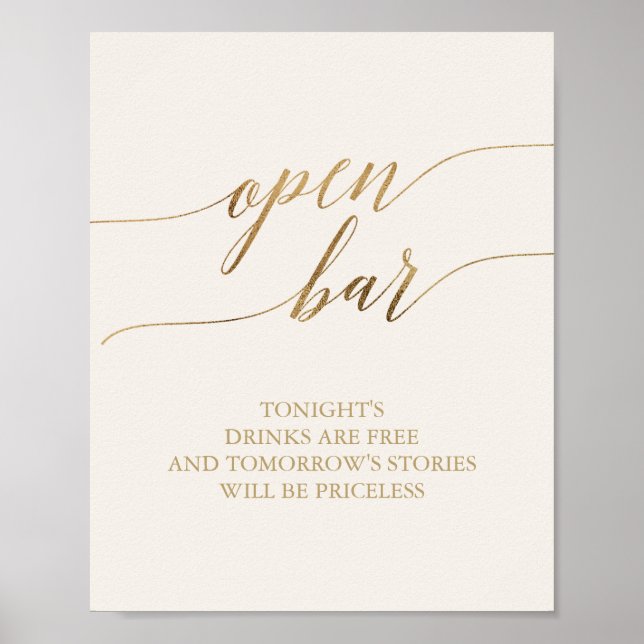 Elegant Guld Calligraphy | Undertecknande av Ivory Poster (Framsidan)