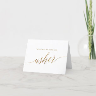Elegant Guld Calligraphy Usher Tack Kort
