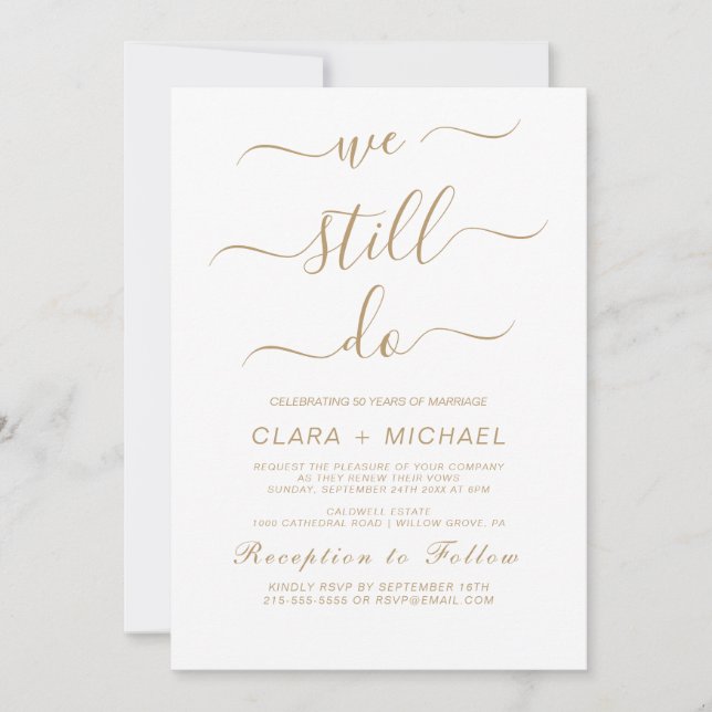Elegant Guld Calligraphy Vow Renewal Call Inbjudningar (Framsida)