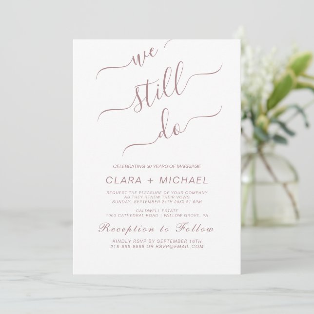 Elegant Guld Calligraphy Vow Renewal Invati Inbjudningar (Stående Fram)
