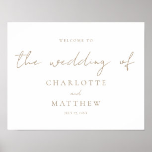 Elegant Guld Calligraphy Welcome Bröllop Poster