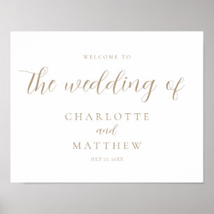 Elegant Guld Calligraphy Welcome Bröllop Poster