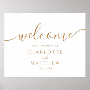 Elegant Guld Calligraphy Welcome Bröllop Poster