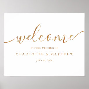 Elegant Guld Calligraphy Welcome Bröllop Poster