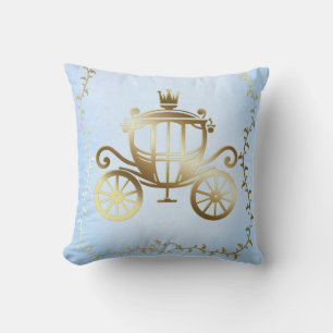 Elegant Guld Carriage Blue Storybook Princess Kudde