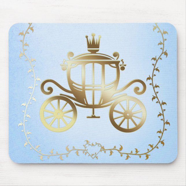 Elegant Guld Carriage Blue Storybook Princess Musmatta (Framsidan)