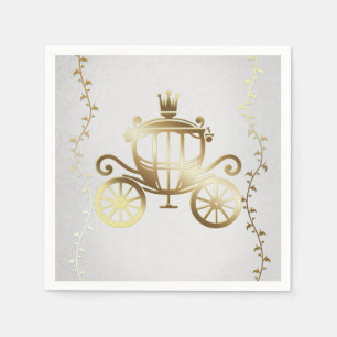Elegant Guld Carriage White Storybook Royal Pappersservett