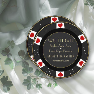 Elegant Guld Casino Vegas Poker Chip Bröllop Spara Datumet