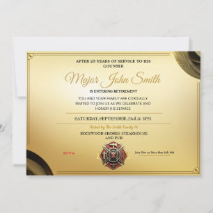 Elegant Guld-certifikat, brandbekämpare Pension Inbjudningar