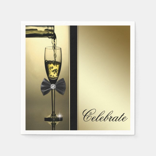 Elegant Guld Champagne Pappersservett (Framsidan)