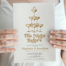 Elegant Guld Champagne Retro Rehearsal Dinner Inbjudningar