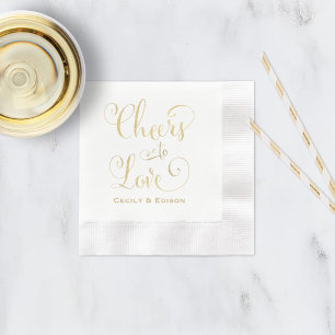 Elegant guld Cheers to Love bröllop Pappersservett