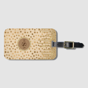 Elegant Guld Cheetah Bling Rhinestones Momogram Bagagebricka