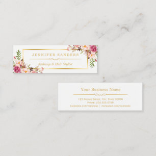 Elegant Guld Chic Blommigt Makeup Hair Stylist Sal Mini Visitkort