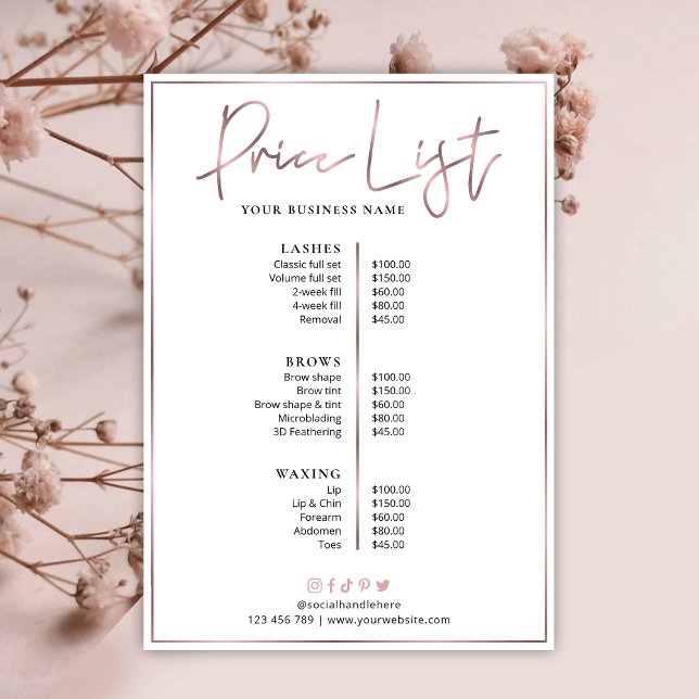 Elegant Guld Chic Nagel Spa Beauty Pris List (Skapare uppladdad)