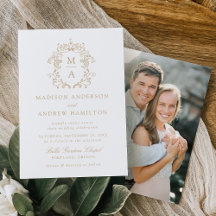 Elegant Guld Chinoiserie Blommigt Photo Bröllop