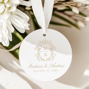 Elegant guld chinoiserie monogram bröllop gåvor etiketter