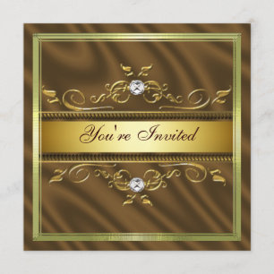 Elegant Guld Chocolate Brown Silke/satinbjudan Inbjudningar