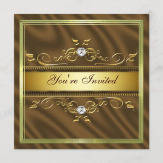 Elegant Guld Chocolate Brown Silke/satinbjudan Inbjudningar