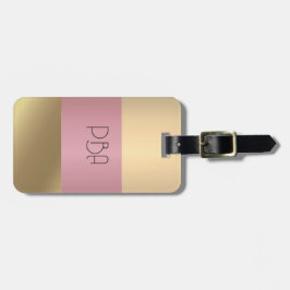 Elegant Guld Chopper Rosa Metallic monogram Namn Bagagebricka