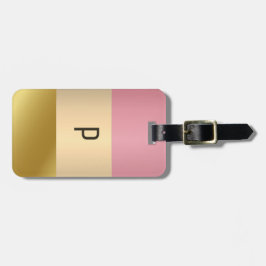 Elegant Guld Chopper Rosa Metallic monogram Namn Bagagebricka