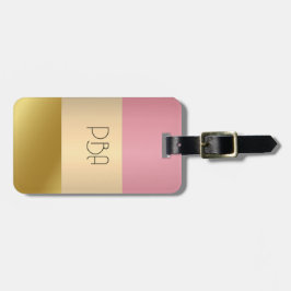 Elegant Guld Chopper Rosa Metallic monogram Namn Bagagebricka